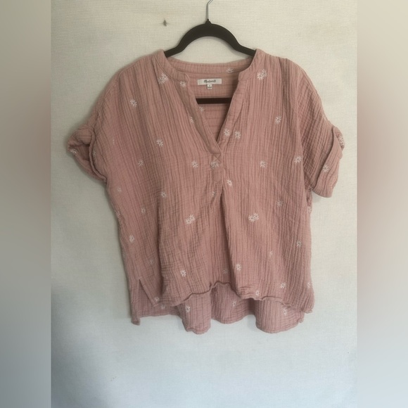 Madewell embroidered Lakeline Popover Shirt In Warm Thistle - Picture 3 of 8